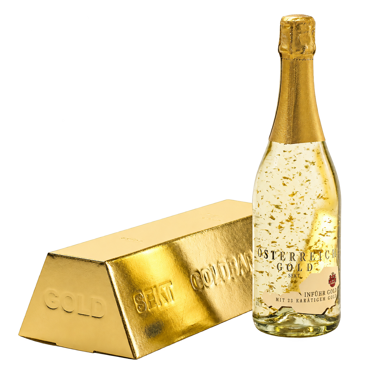Österreich Gold — пенливо вино с 23-каратови златни частици и подаръчна кутия